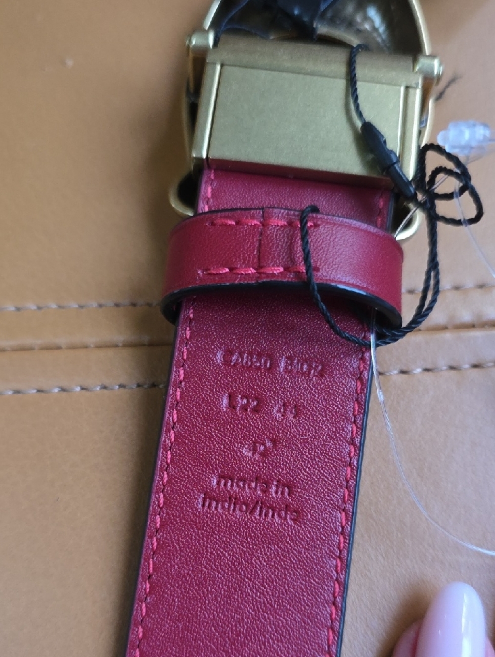 Coach Black and Red Leather Belt with Gold 'C' Buckle - Picture 14 of 16